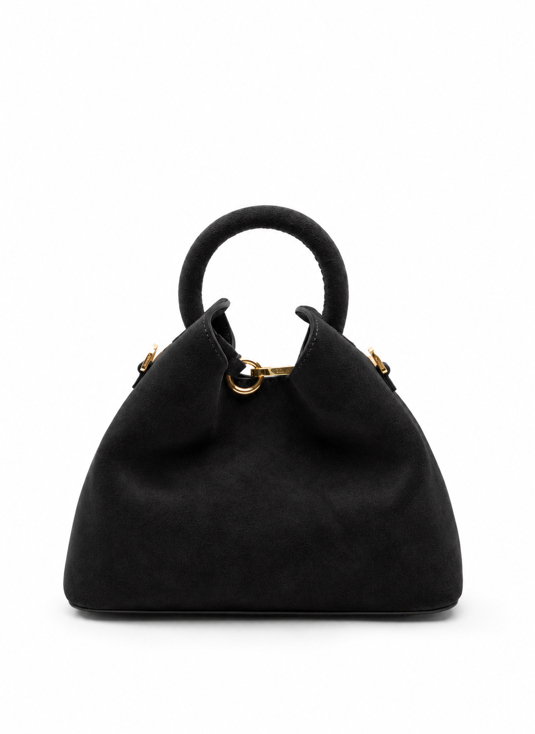 Elleme Baozi Suede Crossbody Bag - Black / Gold