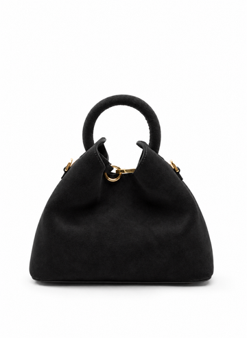 Elleme Baozi Suede Crossbody Bag - Black / Gold