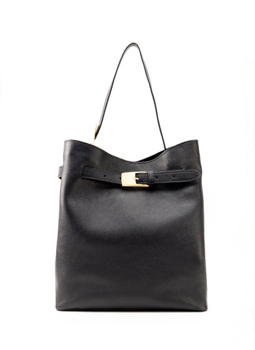 Elleme Belt Bag Pebbled Leather Tote - Black