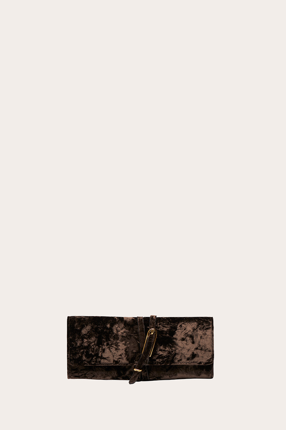 Liffner Belted Clutch Crushed Velvet - Dark Brown