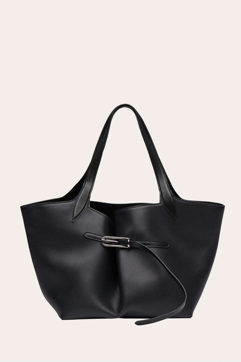 Liffner Belted Tote Grained Calf Leather - Black
