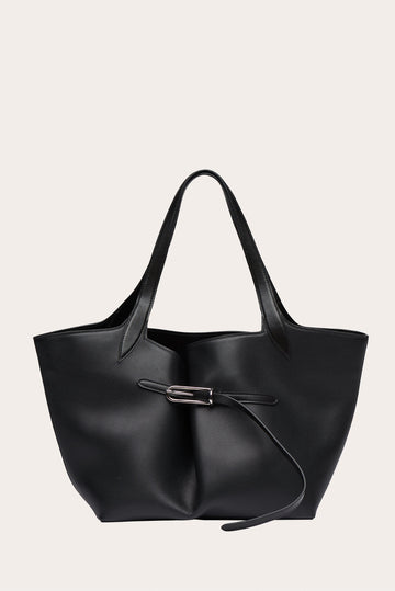 Liffner Belted Tote Grained Calf Leather - Black