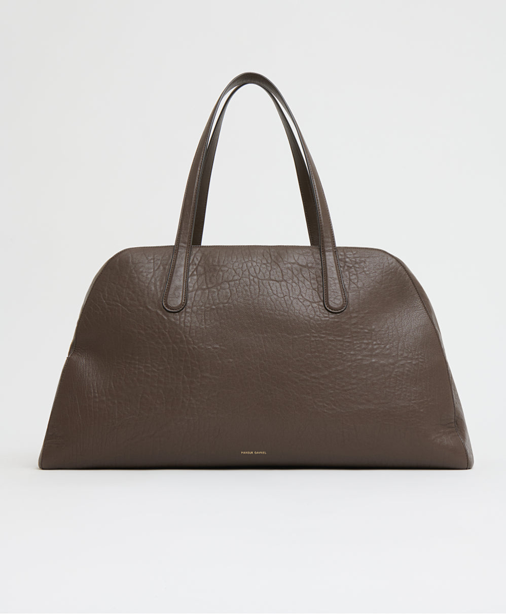 Mansur Gavriel Helios Travel Bag in stamped lambskin leather - Ebony Stamped Lambskin