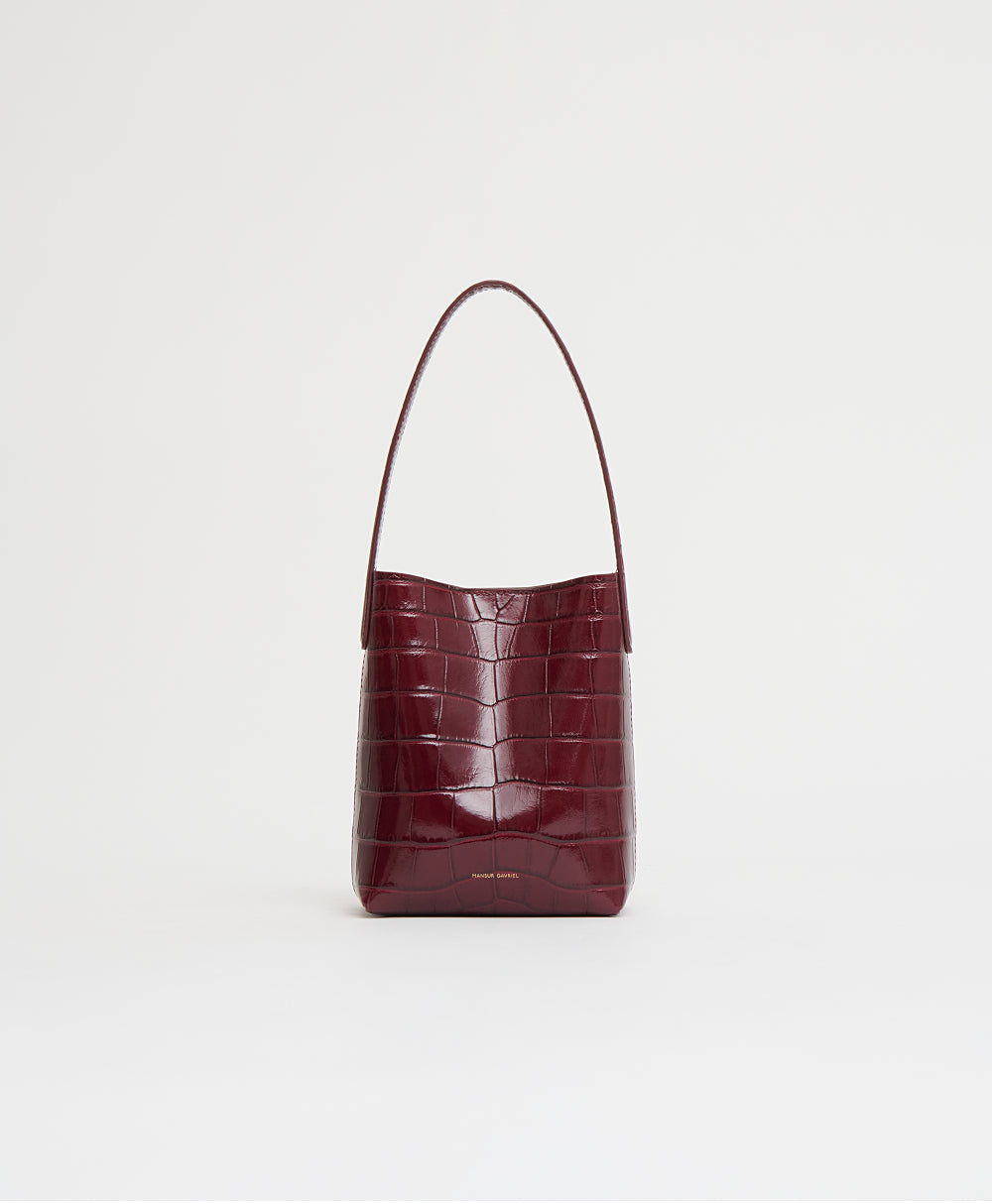 Mansur Gavriel Mini Everyday Cabas in crocodile-embossed Italian leather - Oxblood Croc