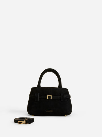 MANU Atelier Le Cambon 20 Suede Top-Handle Bag - Black