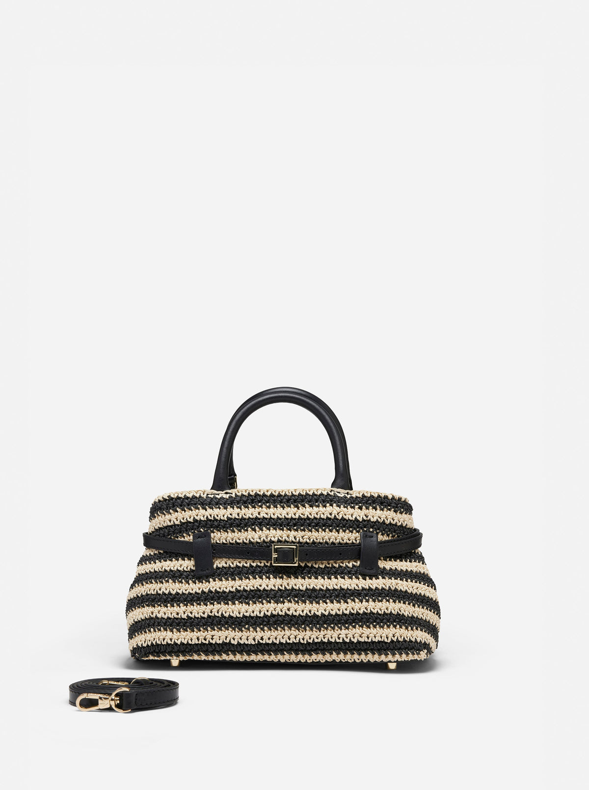 MANU Atelier Le Cambon 25 Crochet Raffia Bag - Ecru and Black