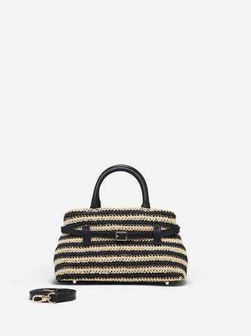 MANU Atelier Le Cambon 25 Crochet Raffia Bag - Ecru and Black
