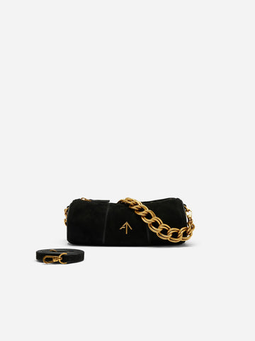 MANU Atelier XX Mini Cylinder Suede Crossbody Bag - Black