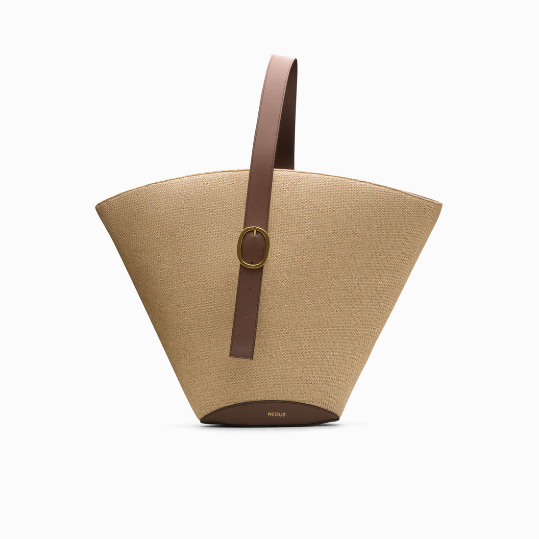 NEOUS Apheli Raffia and Leather Tote - Natural and Dark Taupe