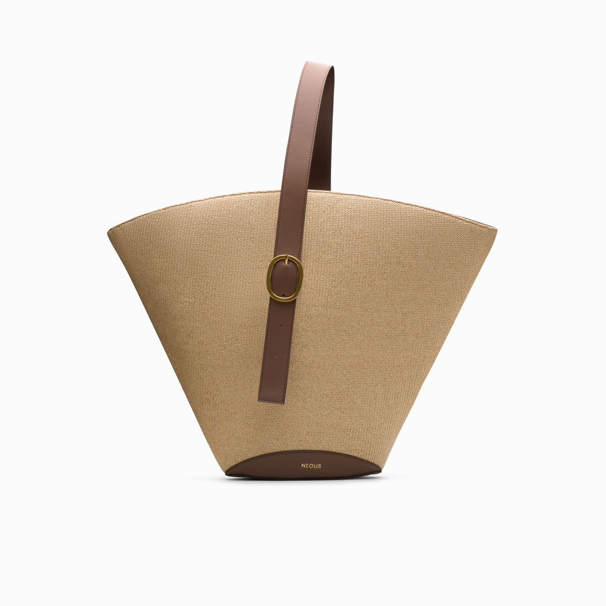 NEOUS Apheli Raffia and Leather Tote - Natural and Dark Taupe