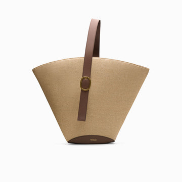 NEOUS Apheli Raffia and Leather Tote - Natural and Dark Taupe