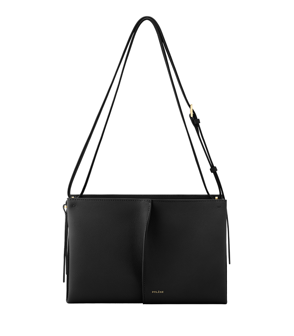 Polène Boky Textured Calf Leather Crossbody Bag - Black