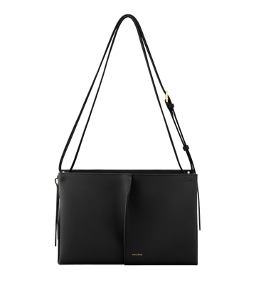 Polène Boky Textured Calf Leather Crossbody Bag - Black