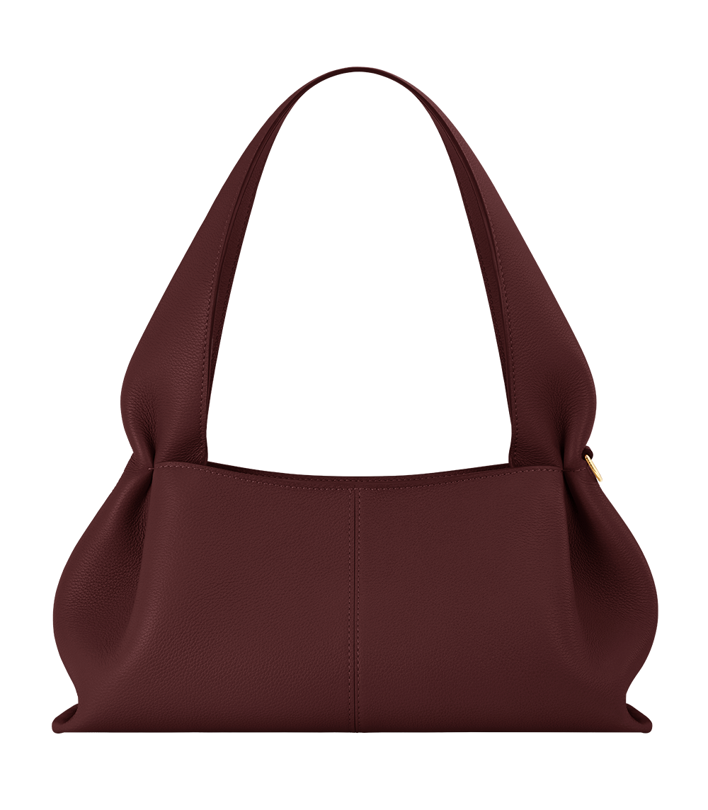 Polène Numéro Neuf East West Textured Calf Leather Shoulder Bag - Black Cherry