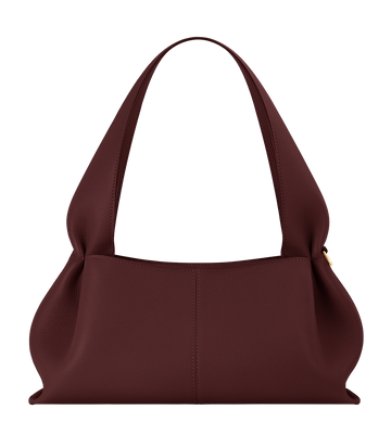 Polène Numéro Neuf East West Textured Calf Leather Shoulder Bag - Black Cherry