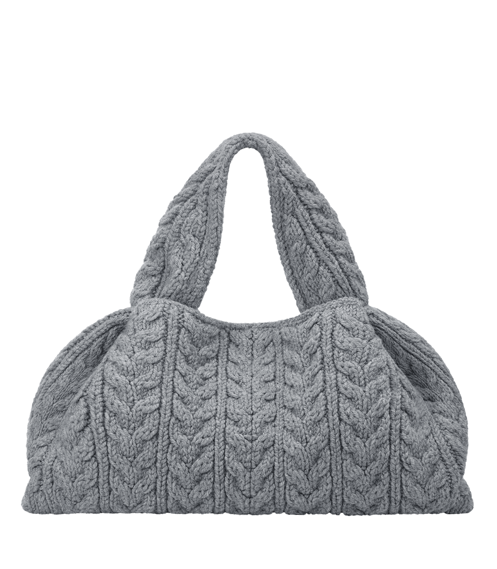 Polène Numéro Neuf Large Merino Wool And Leather Shoulder Bag - Stone