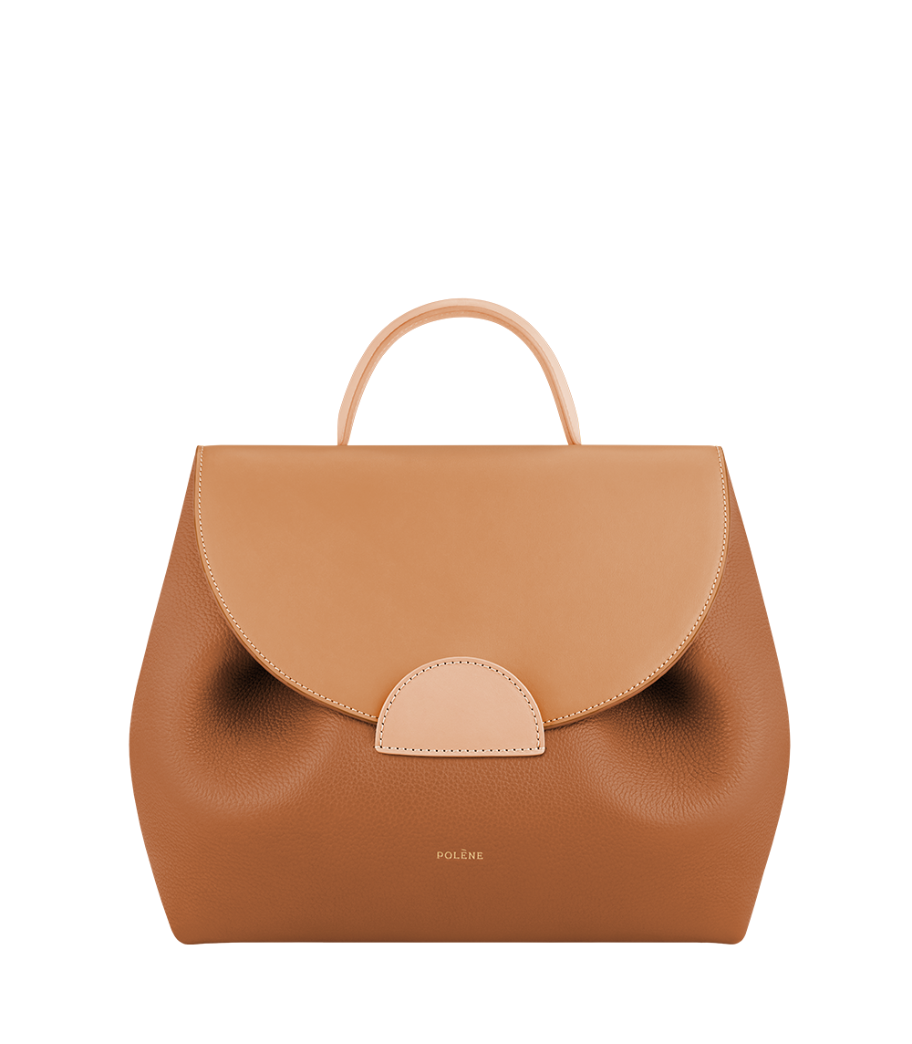 Polène Numéro Un Calf Leather Top Handle Bag - Trio Camel