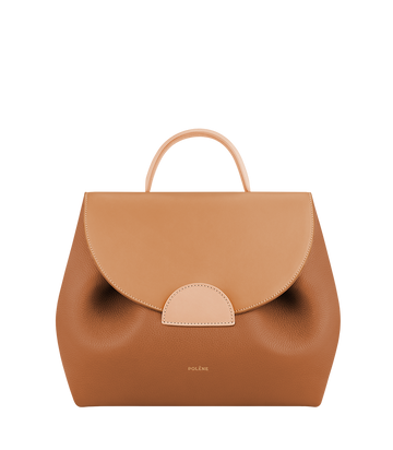 Polène Numéro Un Calf Leather Top Handle Bag - Trio Camel