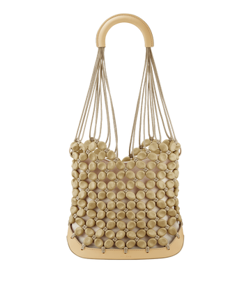 Polène Solé Leather-Pearl Net Bag - Oat