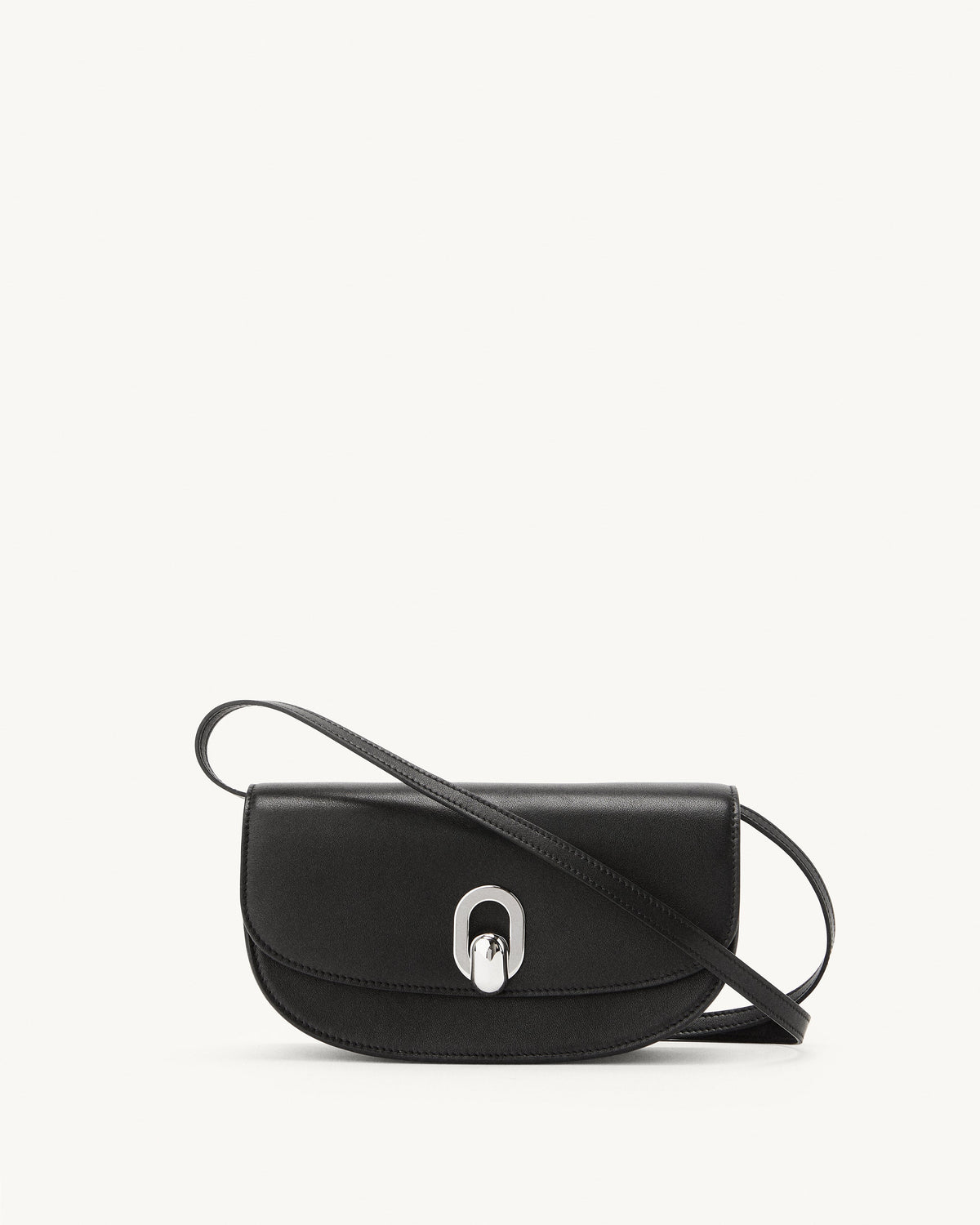 Savette Tondo Crescent Leather Crossbody Bag - Black