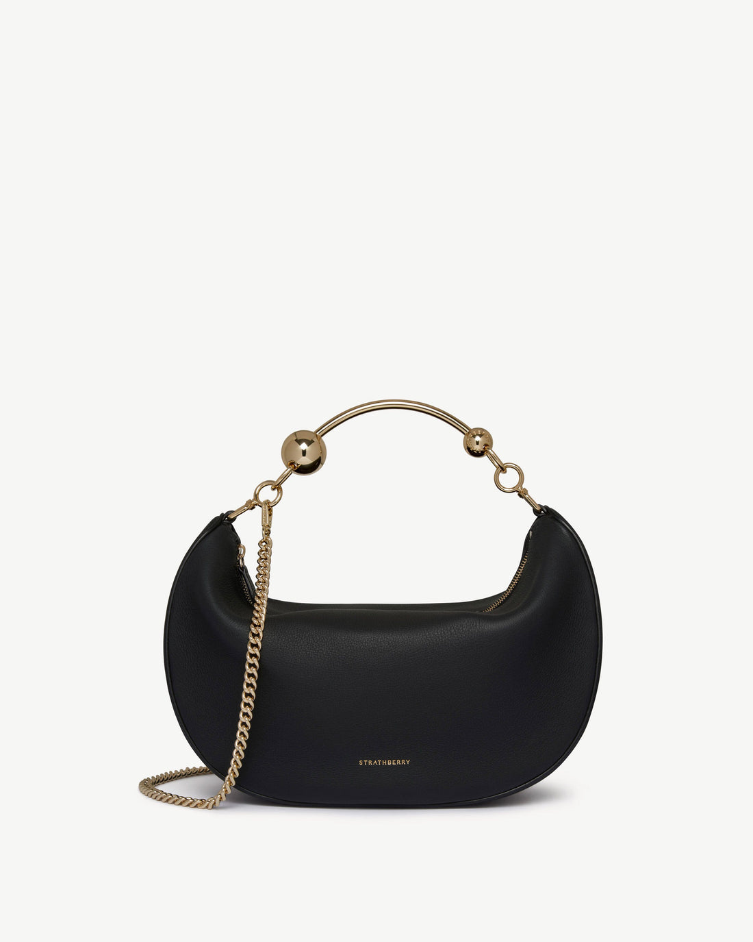 Strathberry Crescent Moon Smooth Calf Leather Crossbody Bag - Black