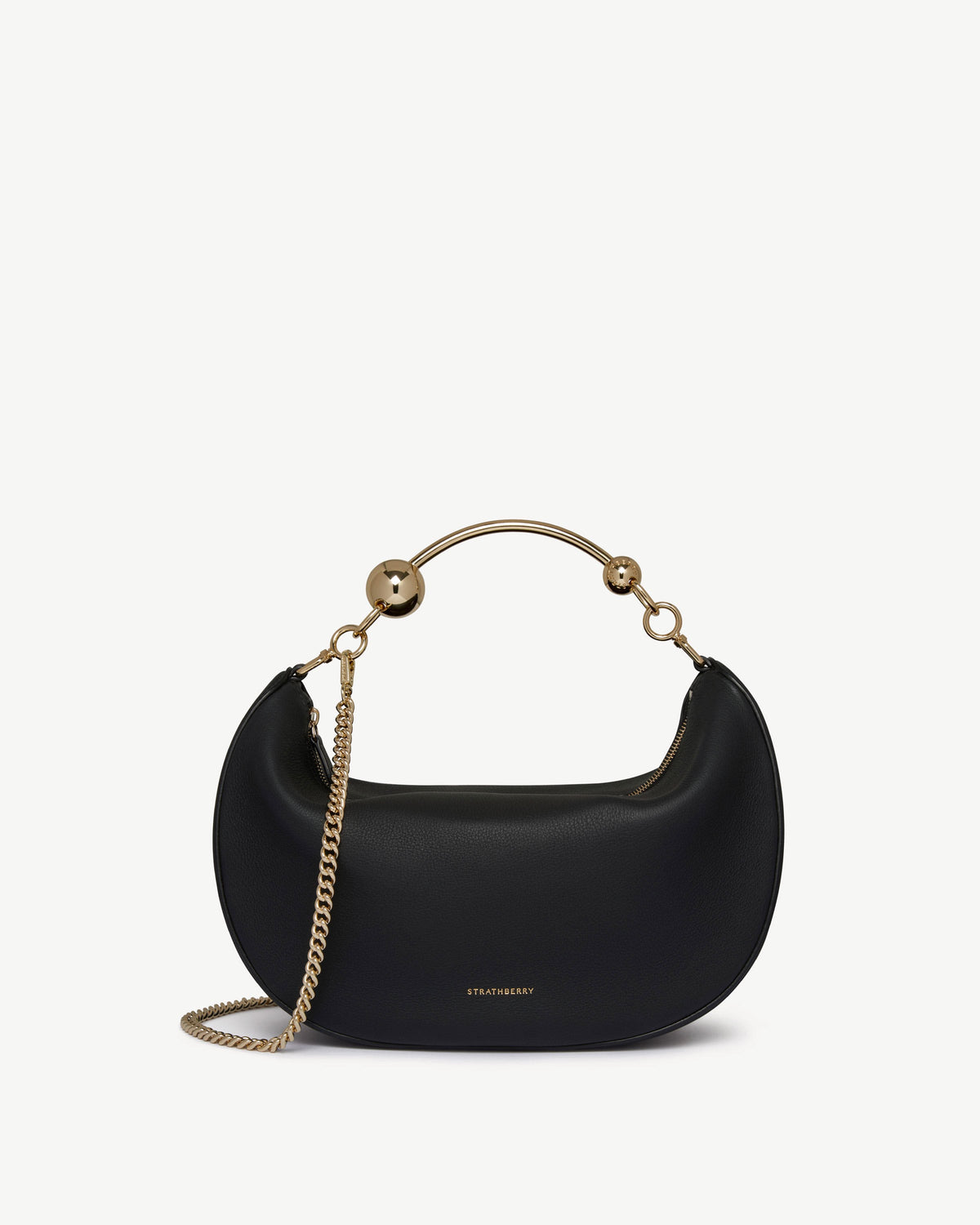 Strathberry Crescent Moon Smooth Calf Leather Crossbody Bag - Black