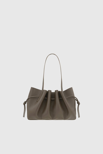 Yuzefi Scallop Shoulder Bag in pebble-grained bovine leather - Taupe