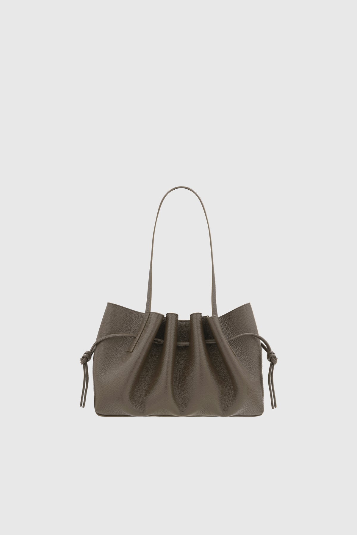 Yuzefi Scallop Shoulder Bag in pebble-grained bovine leather - Taupe