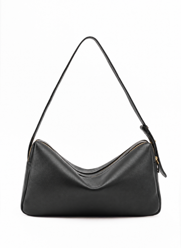 Elleme Trousse Large Pebbled Leather Shoulder Bag - Black