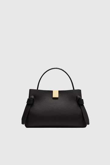 Yuzefi Gyoza Mini Top-Handle Bag in pebble-grained bovine leather - Black