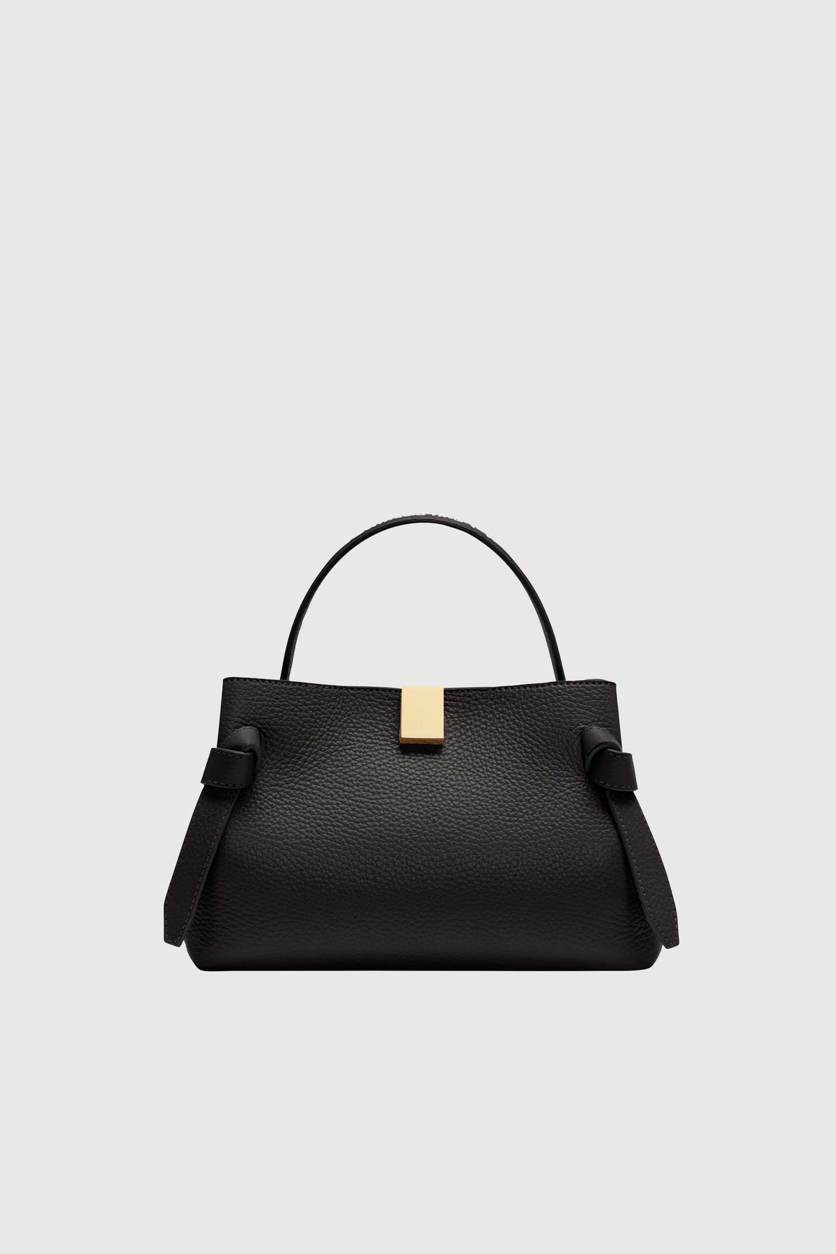 Yuzefi Gyoza Mini Top-Handle Bag in pebble-grained bovine leather - Black