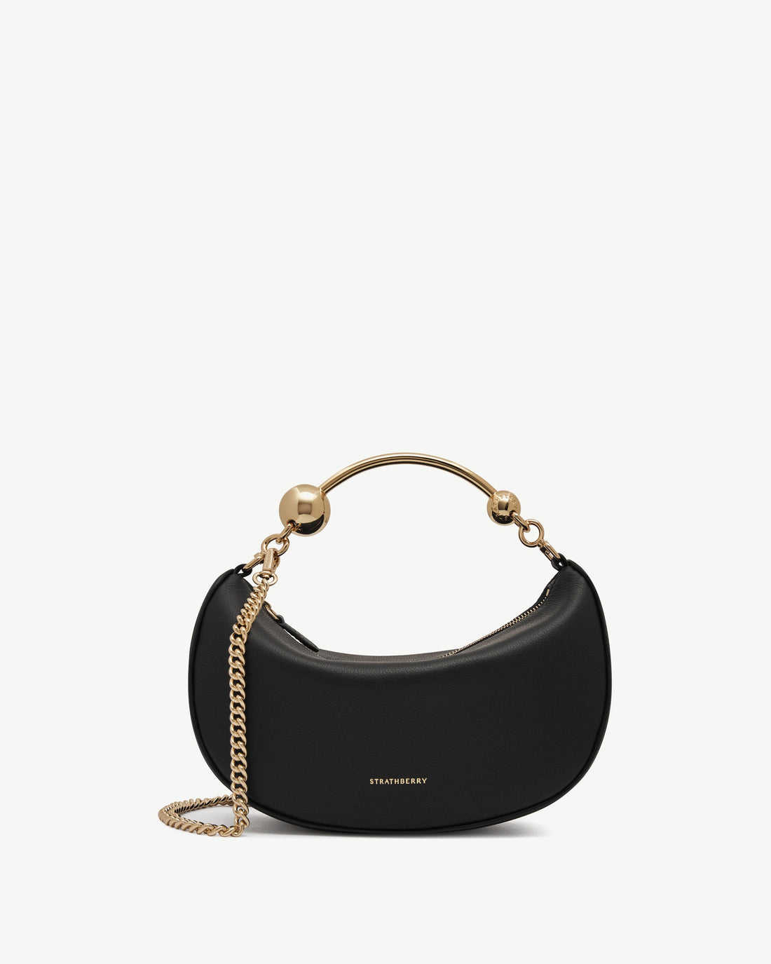 Strathberry Crescent Moon Mini Smooth Calf Leather Crossbody Bag - Black