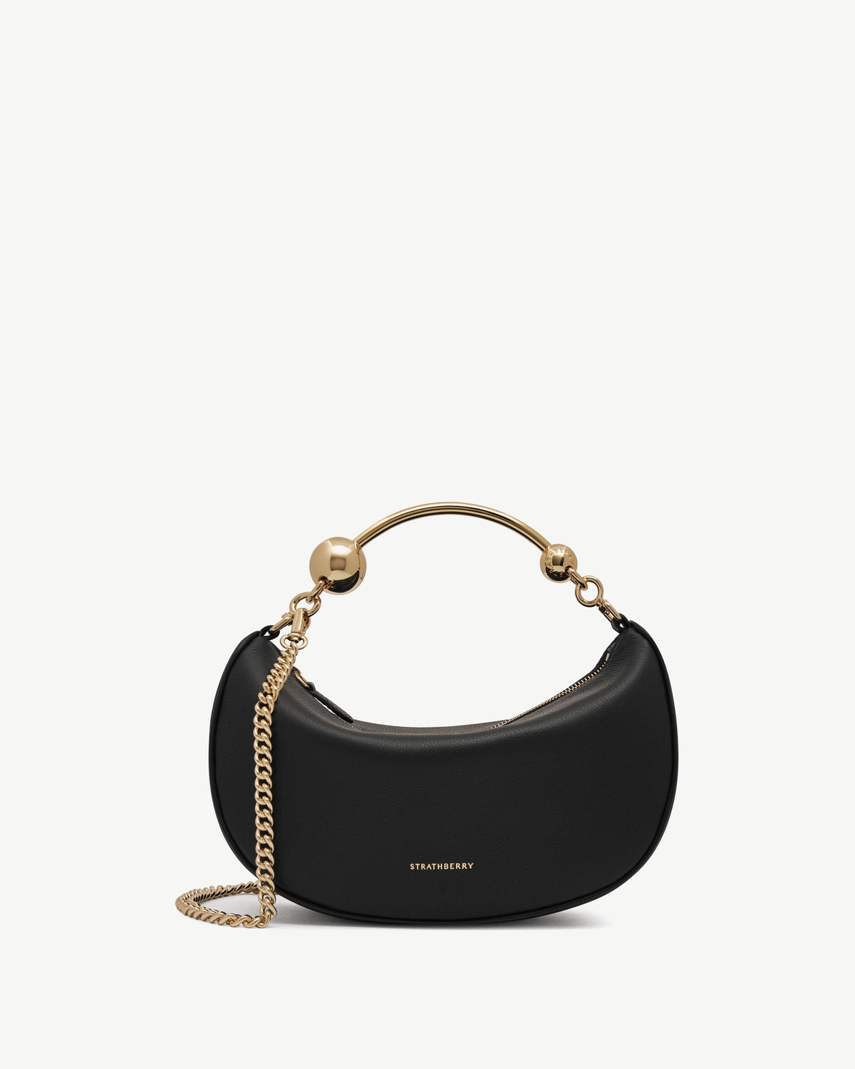 Strathberry Crescent Moon Mini Smooth Calf Leather Crossbody Bag - Black