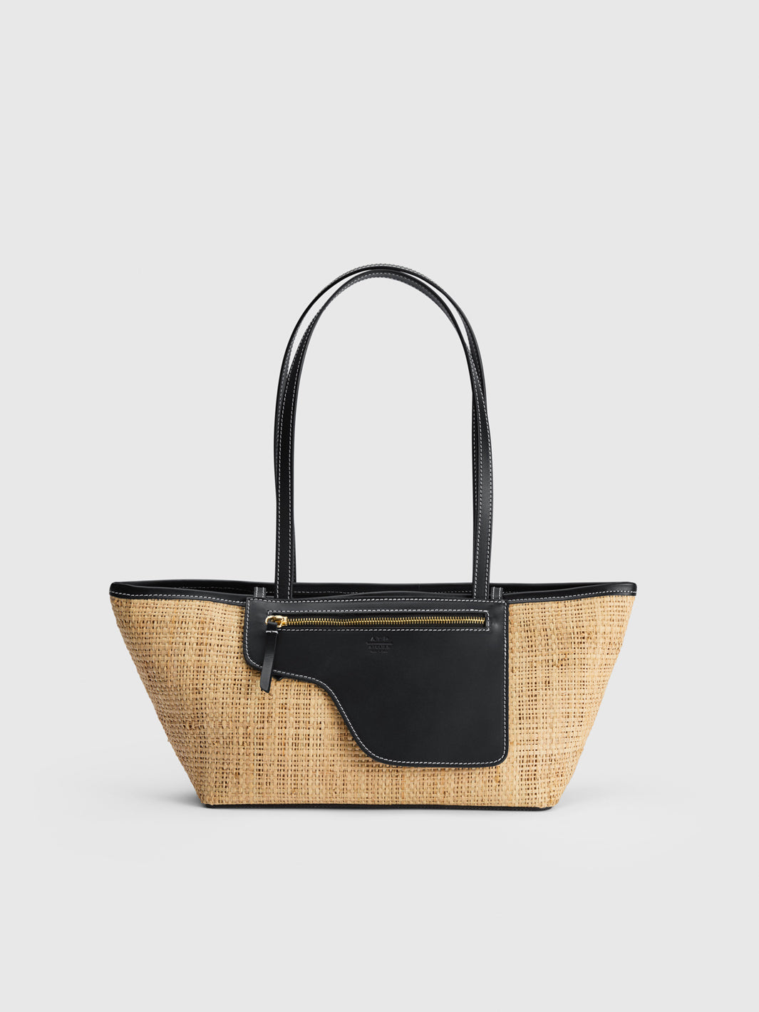 ATP Atelier Gaiba Mini Raffia & Leather Tote - Natural/Black