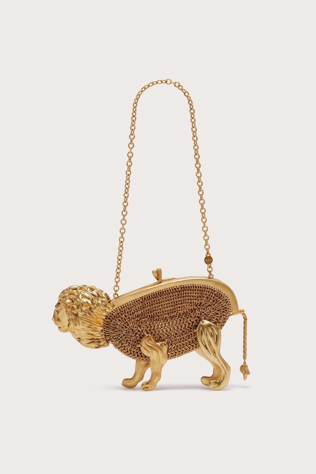Cult Gaia Leone Mini Wristlet in brass chainmail - Antique Brass