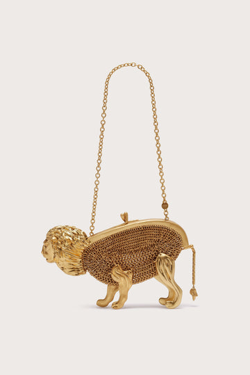 Cult Gaia Leone Mini Wristlet in brass chainmail - Antique Brass