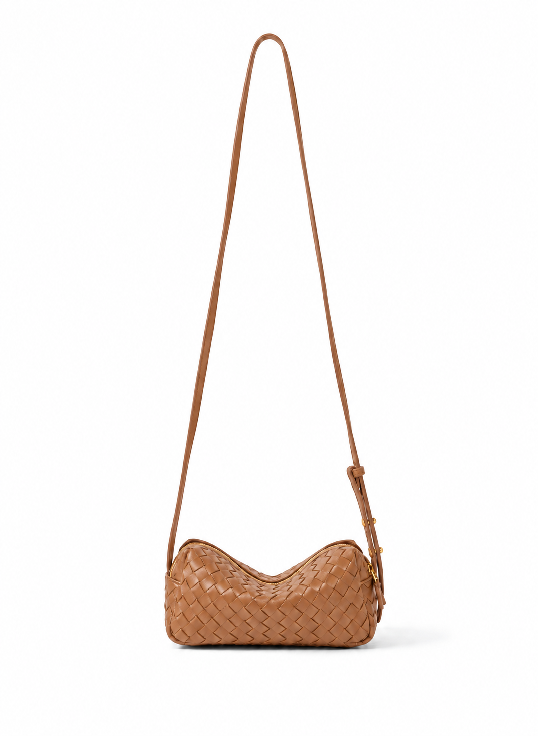 Elleme Mini Trousse Woven Lambskin Crossbody Bag - Cognac