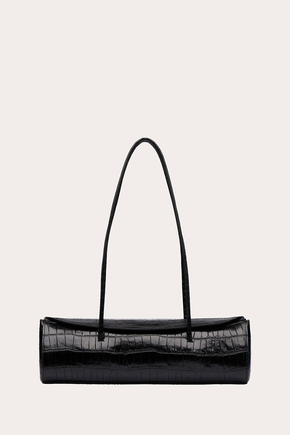 Liffner Cannoli Shoulder Bag Croc-Embossed Calf Leather - Black