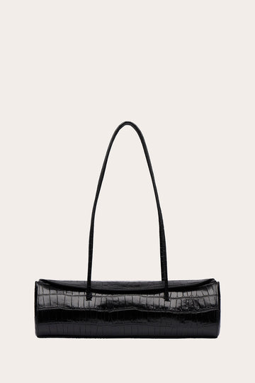 Liffner Cannoli Shoulder Bag Croc-Embossed Calf Leather - Black