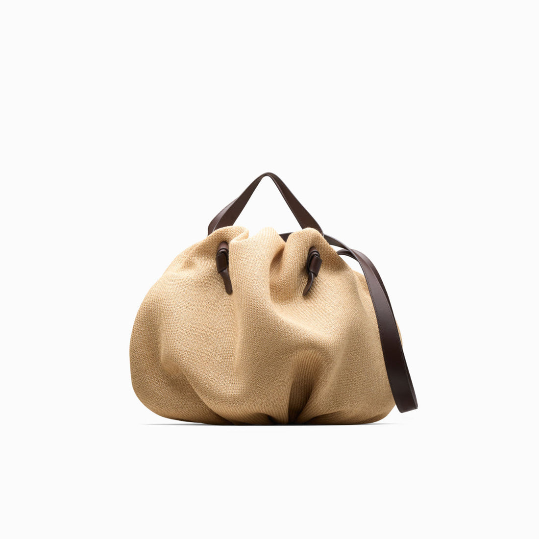 NEOUS Taurus Raffia and Leather Bag - Natural and Dark Chocolate