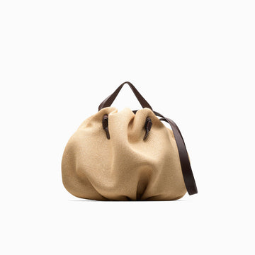 NEOUS Taurus Raffia and Leather Bag - Natural and Dark Chocolate