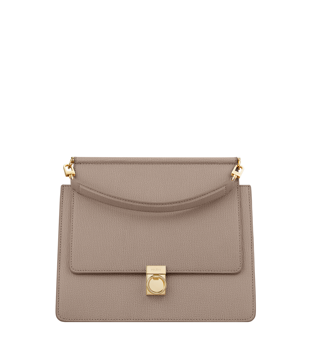 Polène Numéro Sept Textured Calf Leather Crossbody Bag - Taupe